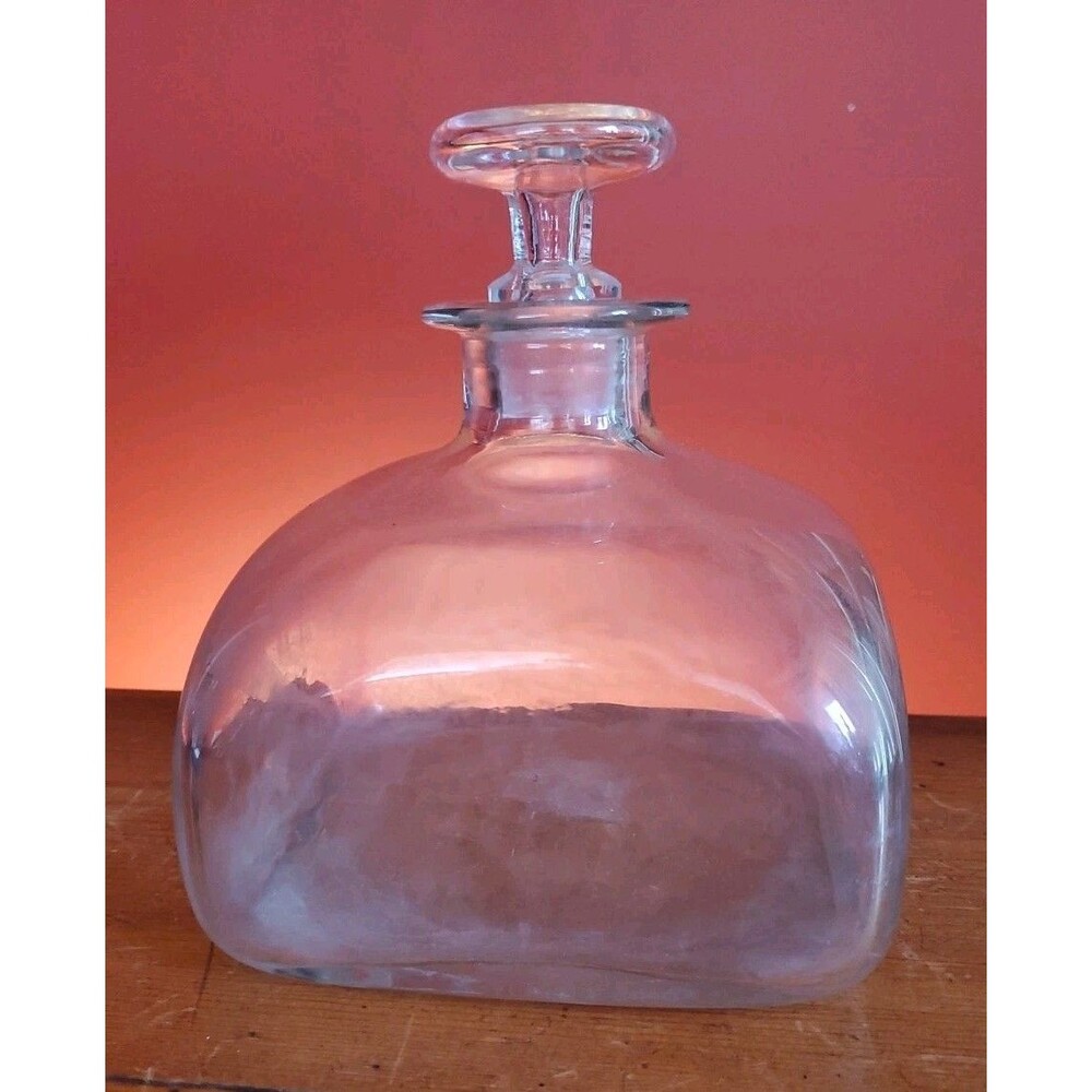 Blenko Williamsburg C6 W Glass Bottle Hand-blown Ship Decanter With Stopper Euc